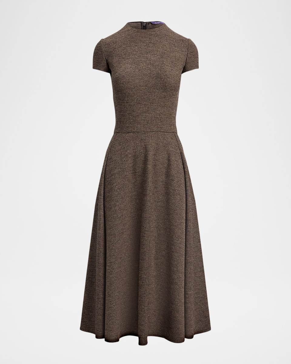 Margaret Tickweave Jersey Short-Sleeve Midi Dress